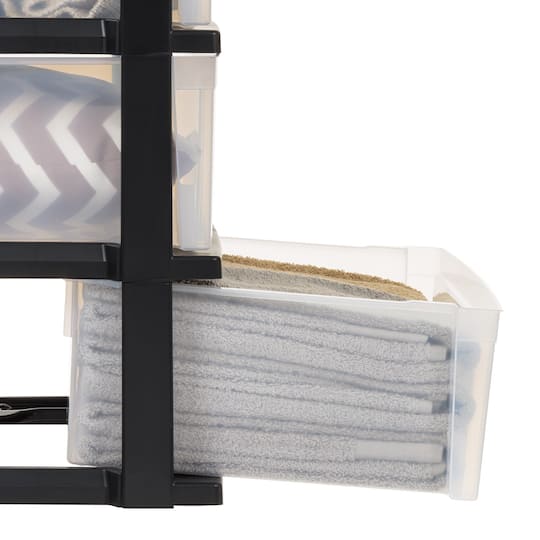 IRIS® 29qt. Black & Clear Wide 3-Drawer Chests, 2ct.